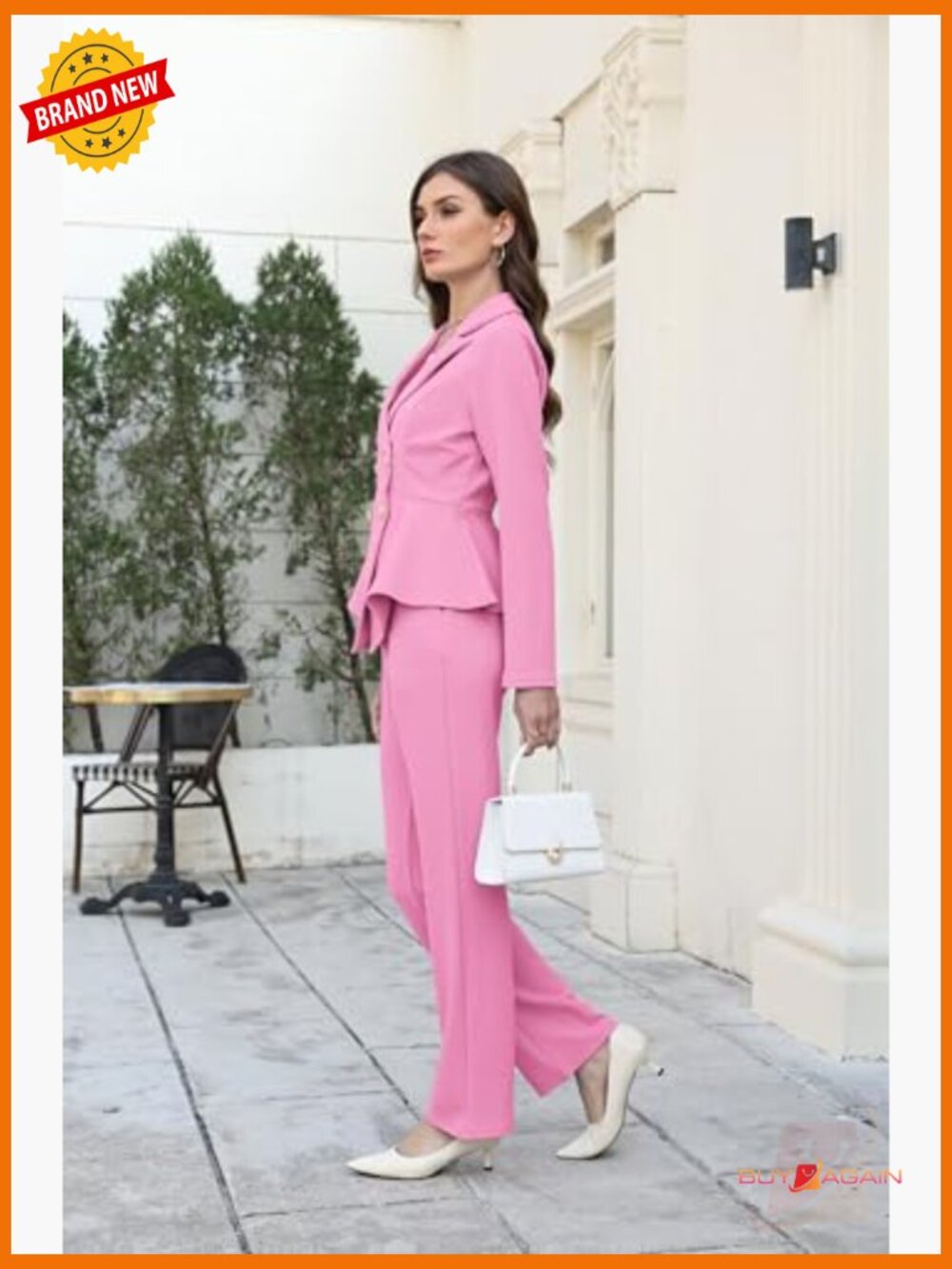 Women's Business 2 Piece Pant Suit Double Breasted Blazer Set - Picture 3 of 7
